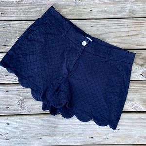 Crown & Ivy Navy Blue Shelby scalloped edge shorts